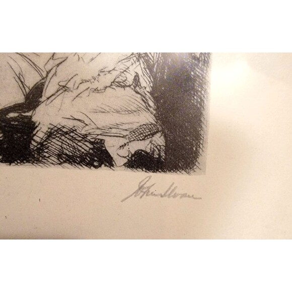 John Sloan "Turning Out The Light" Plate Signed Lithograph Reproduction NYC Life - Picture 6 of 13